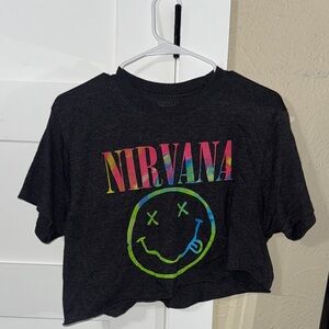 Nirvana Cropped Graphic Tee - Black